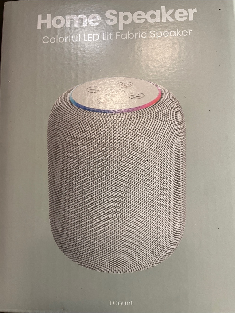 Home Speaker Colorful LED Lit Fabric Portable Speaker - White